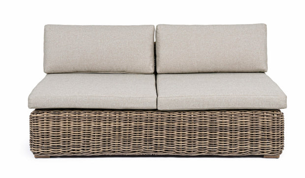 Canapea fixa pentru gradina / terasa, din aluminiu si fibre sintetice, cu perne detasabile, 2 locuri, Coraline Gri Deschis / Natural, l163xA98xH79 cm (4)