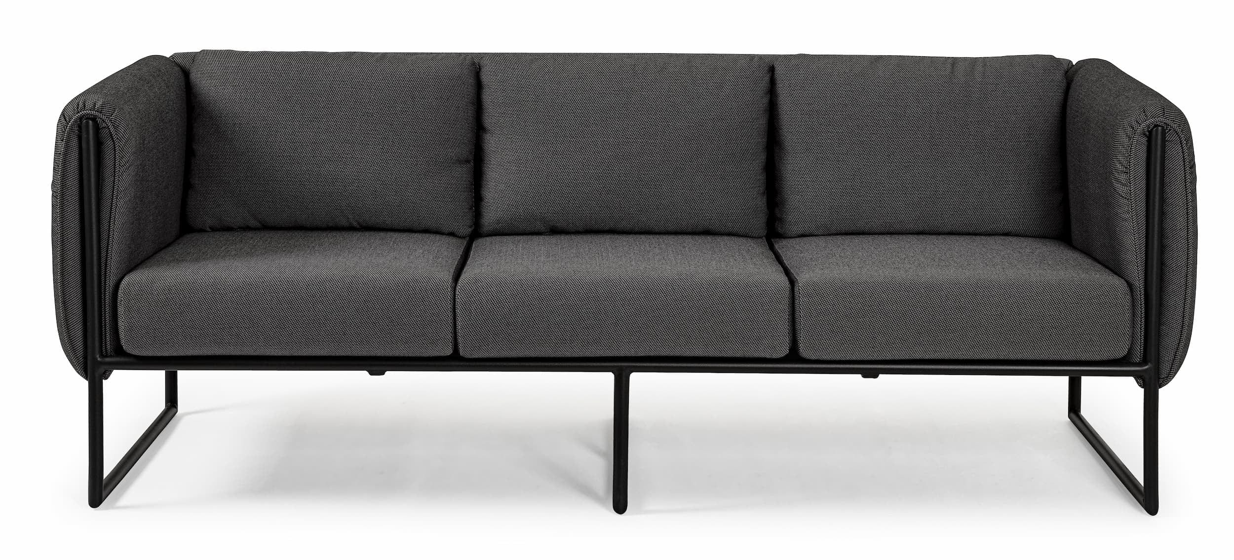 Canapea fixa pentru gradina / terasa, din aluminiu tapitata cu stofa, 3 locuri, Pixel Antracit, l186xA74xH72 cm (2)