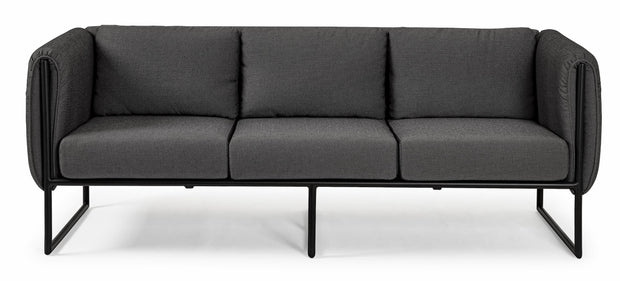 Canapea fixa pentru gradina / terasa, din aluminiu tapitata cu stofa, 3 locuri, Pixel Antracit, l186xA74xH72 cm (2)