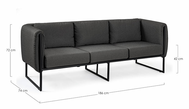 Canapea fixa pentru gradina / terasa, din aluminiu tapitata cu stofa, 3 locuri, Pixel Antracit, l186xA74xH72 cm (8)