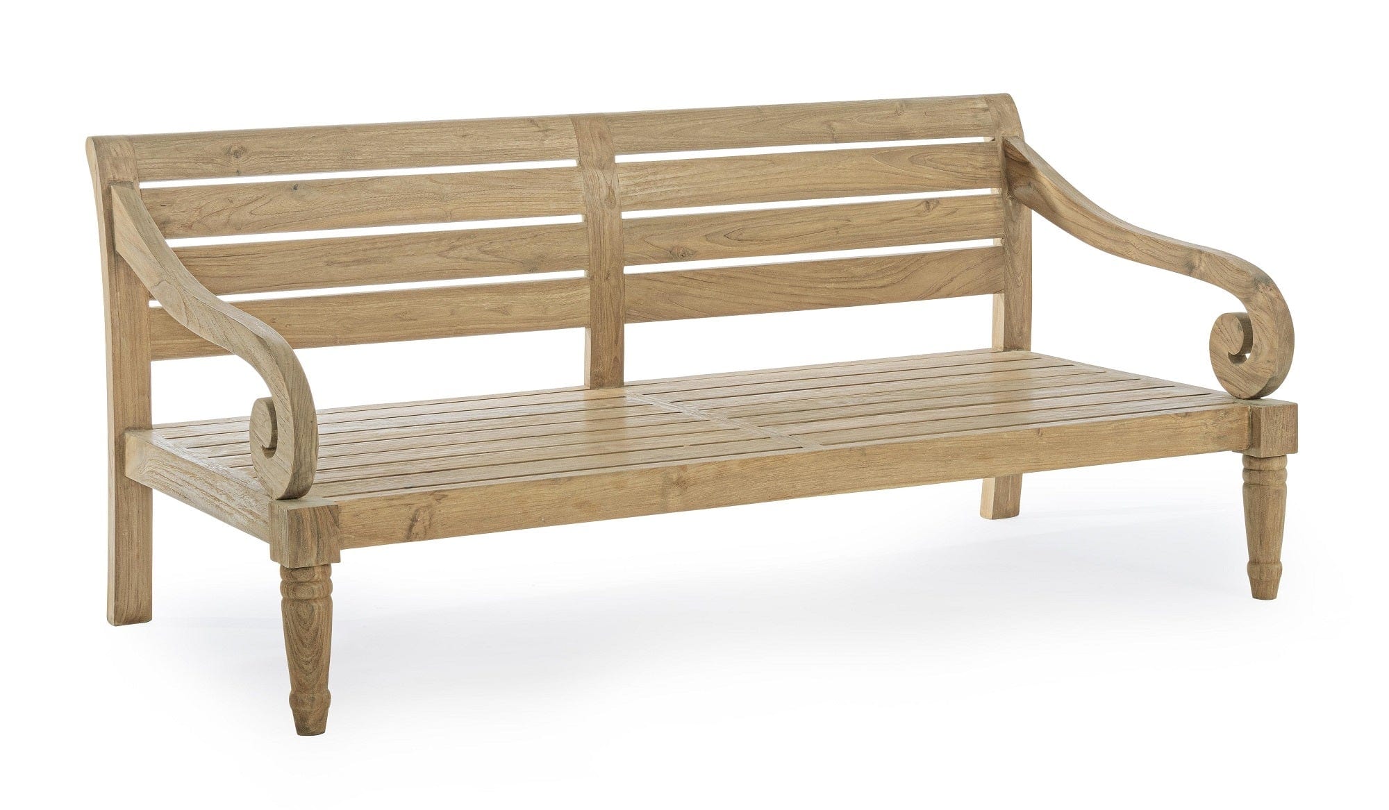 Canapea fixa pentru gradina / terasa, din lemn de tec, 3 locuri, Karuba Grej / Natural, l165xA80xH75 cm (5)