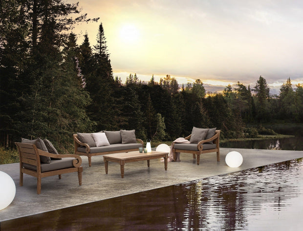 Canapea fixa pentru gradina / terasa, din lemn de tec, 3 locuri, Karuba Grej / Natural, l165xA80xH75 cm (8)