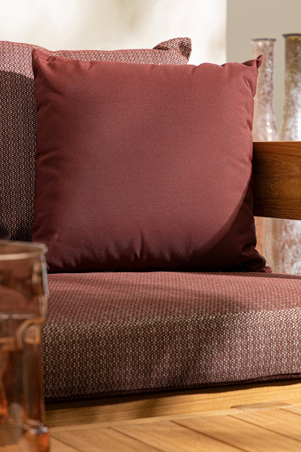 Canapea fixa pentru gradina / terasa, din lemn de tec, cu perne detasabile, 3 locuri, Kobo Burgundy / Natural, l190xA90xH79 cm (6)