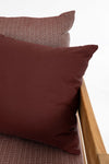 Canapea fixa pentru gradina / terasa, din lemn de tec, cu perne detasabile, 3 locuri, Kobo Burgundy / Natural, l190xA90xH79 cm (7)