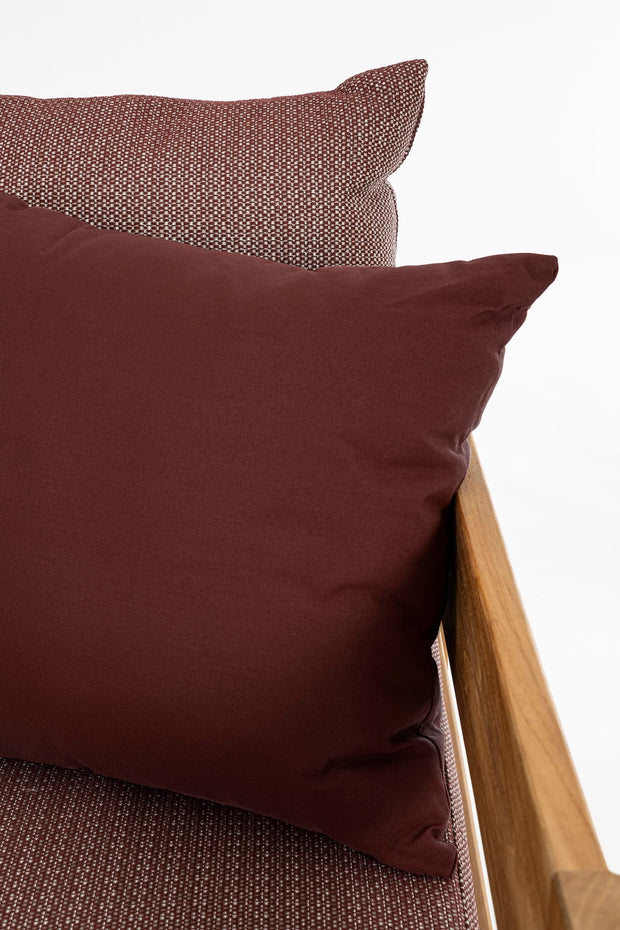 Canapea fixa pentru gradina / terasa, din lemn de tec, cu perne detasabile, 3 locuri, Kobo Burgundy / Natural, l190xA90xH79 cm (7)