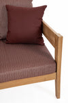 Canapea fixa pentru gradina / terasa, din lemn de tec, cu perne detasabile, 3 locuri, Kobo Burgundy / Natural, l190xA90xH79 cm (8)