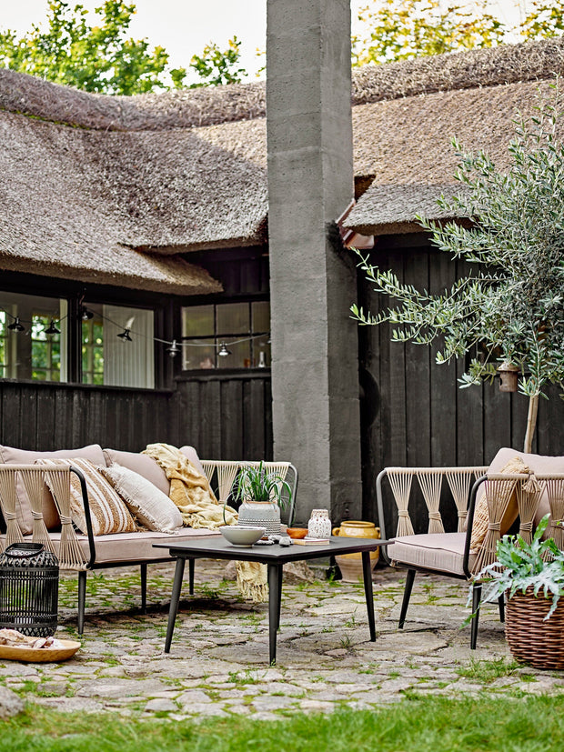 Bloomingville Canapea Fixa pentru gradina / terasa, din metal, 3 locuri, Pavone Maro, l174xA68xH72 cm