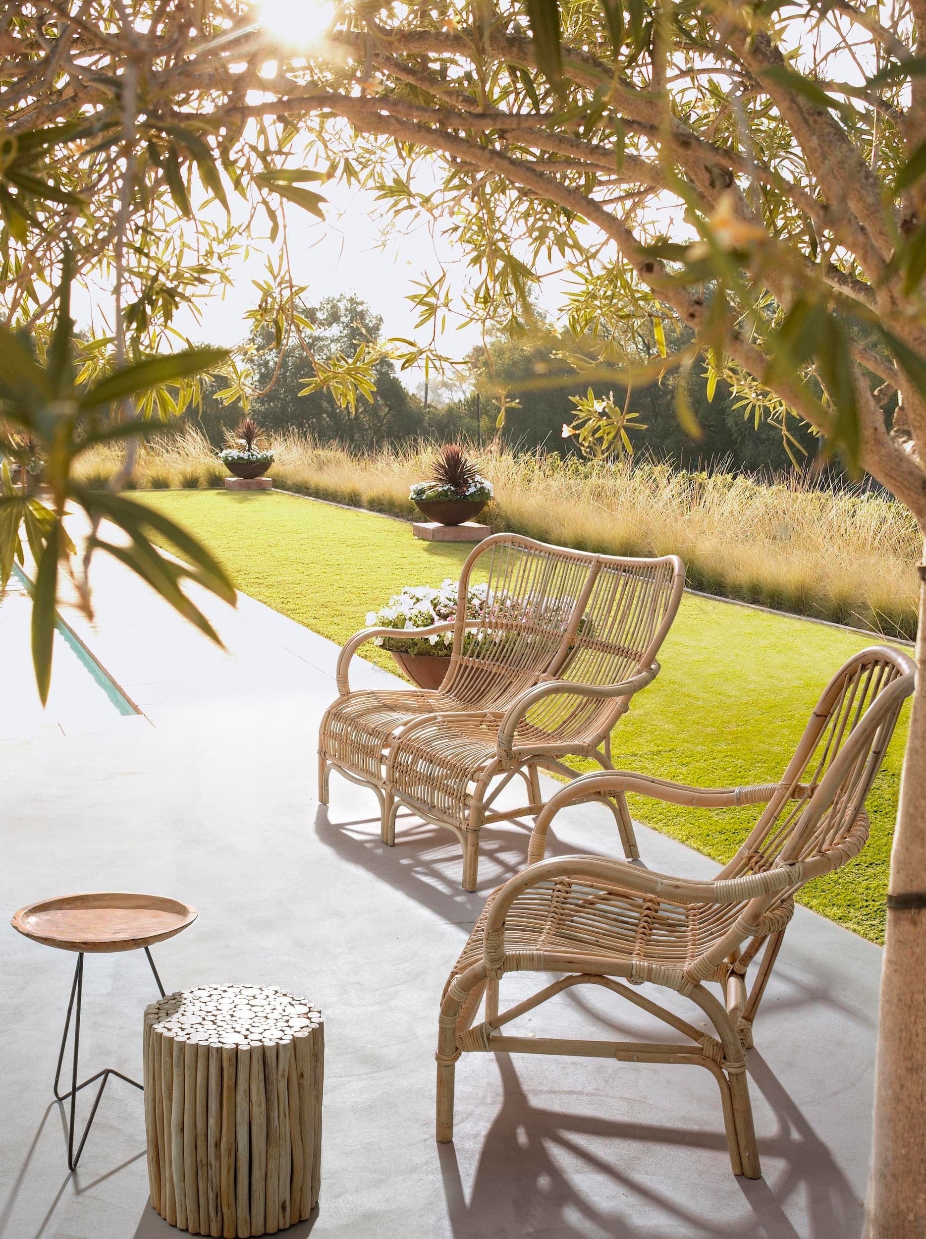 Canapea fixa pentru gradina / terasa, din ratan, 2 locuri, Clarita Natural, l119xA83xH87 cm (1)