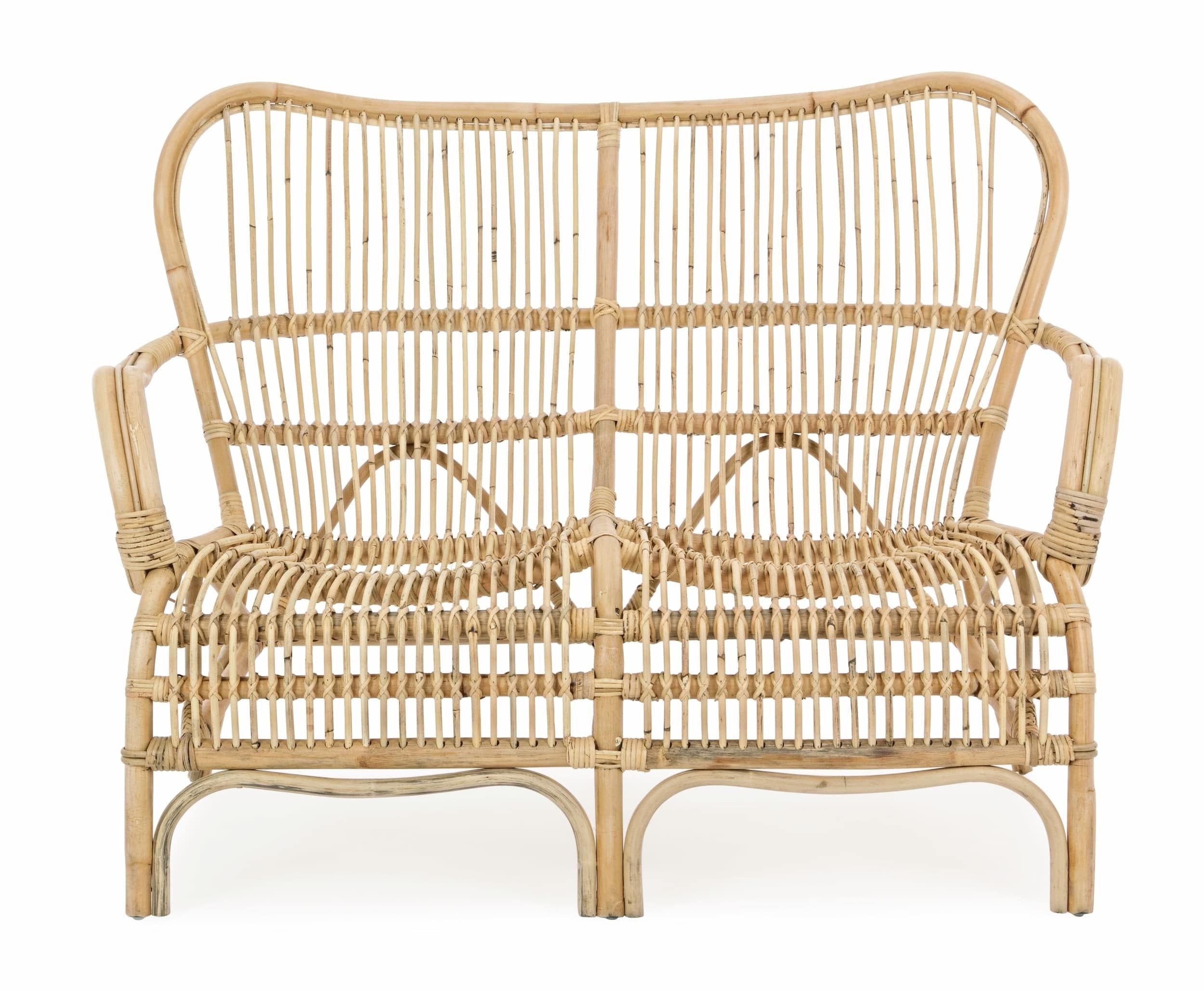 Canapea fixa pentru gradina / terasa, din ratan, 2 locuri, Clarita Natural, l119xA83xH87 cm (2)