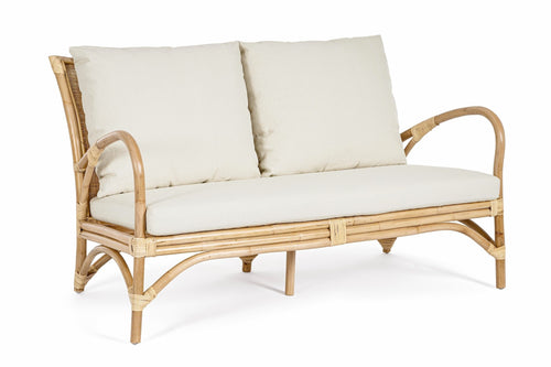 Canapea fixa pentru gradina / terasa, din ratan, cu perne detasabile, 2 locuri, Alicante Natural, l129xA82xH73 cm