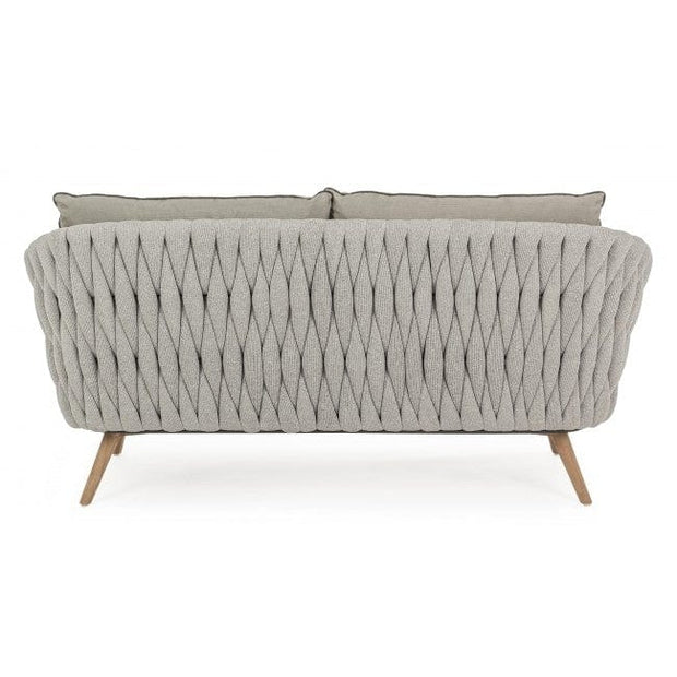 Canapea fixa pentru terasa, din aluminiu si lemn de tec, tapitata cu stofa, 2 locuri Xenia Gri, l172xA86,5xH82,5 cm (5)