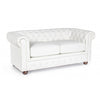 Canapea fixa tapitata cu piele ecologica, 2 locuri Chesterfield Alb, l167xA87xH74 cm