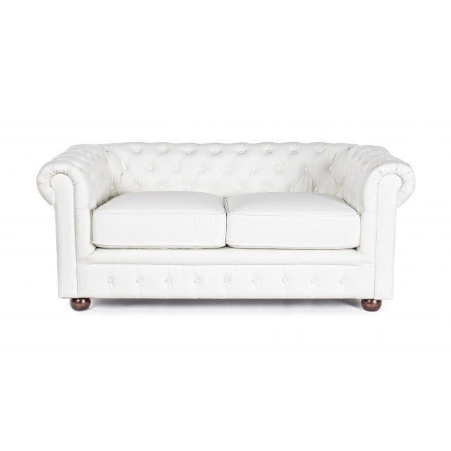 Canapea fixa tapitata cu piele ecologica, 2 locuri Chesterfield Alb, l167xA87xH74 cm (1)