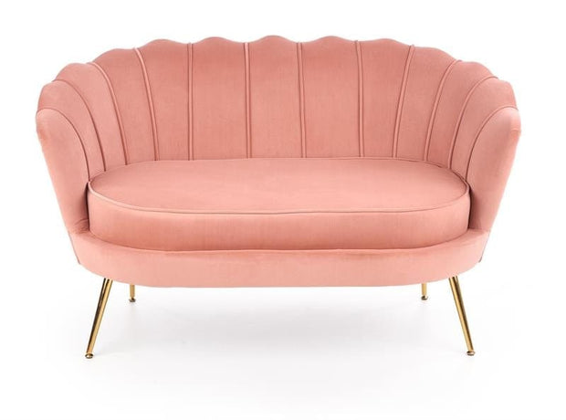 Canapea fixa tapitata cu stofa, 2 locuri Amory XL Velvet Roz Deschis / Auriu, l133xA77xH77 cm (2)