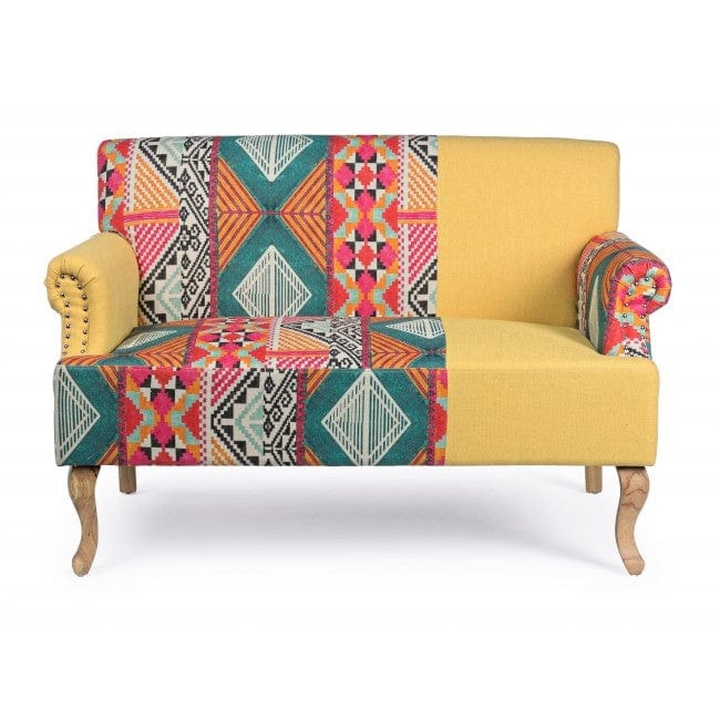 Canapea fixa tapitata cu stofa, 2 locuri Benjamin Patchwork Multicolor, l130xA78,5xH84 cm (1)