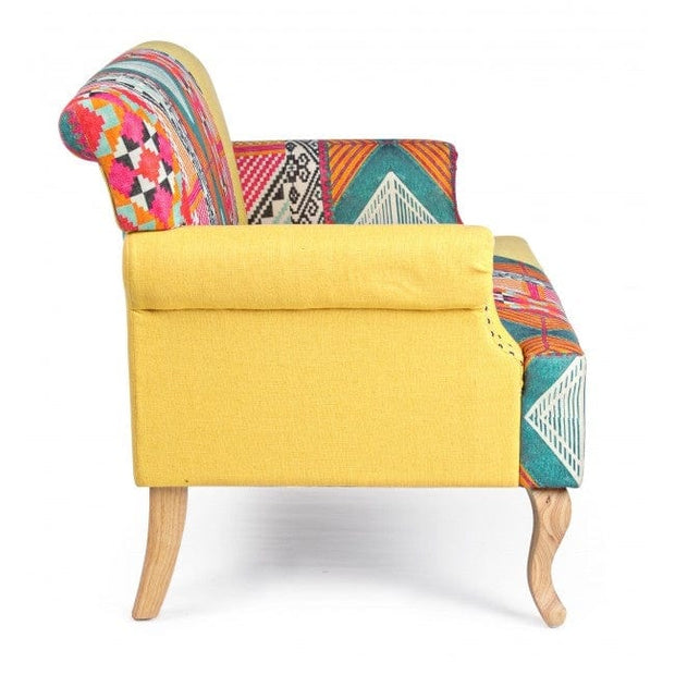 Canapea fixa tapitata cu stofa, 2 locuri Benjamin Patchwork Multicolor, l130xA78,5xH84 cm (2)