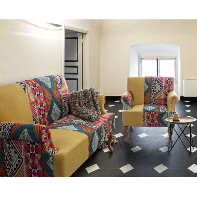 Canapea fixa tapitata cu stofa, 2 locuri Benjamin Patchwork Multicolor, l130xA78,5xH84 cm (5)