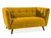 Canapea fixa tapitata cu stofa, 2 locuri Castielli 2 Velvet Mustariu / Wenge, l145xA85xH78 cm