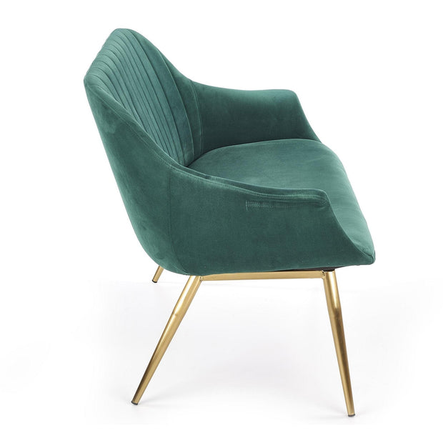 Canapea fixa tapitata cu stofa, 2 locuri Elegy 2 XL Velvet Verde Inchis / Auriu, l132xA62xH78 cm (3)