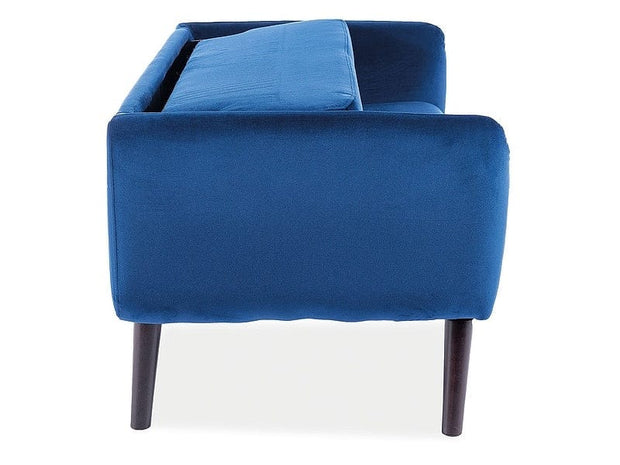 Canapea fixa tapitata cu stofa, 2 locuri Elysia Velvet Bleumarin / Wenge, l145xA75xH80 cm (4)