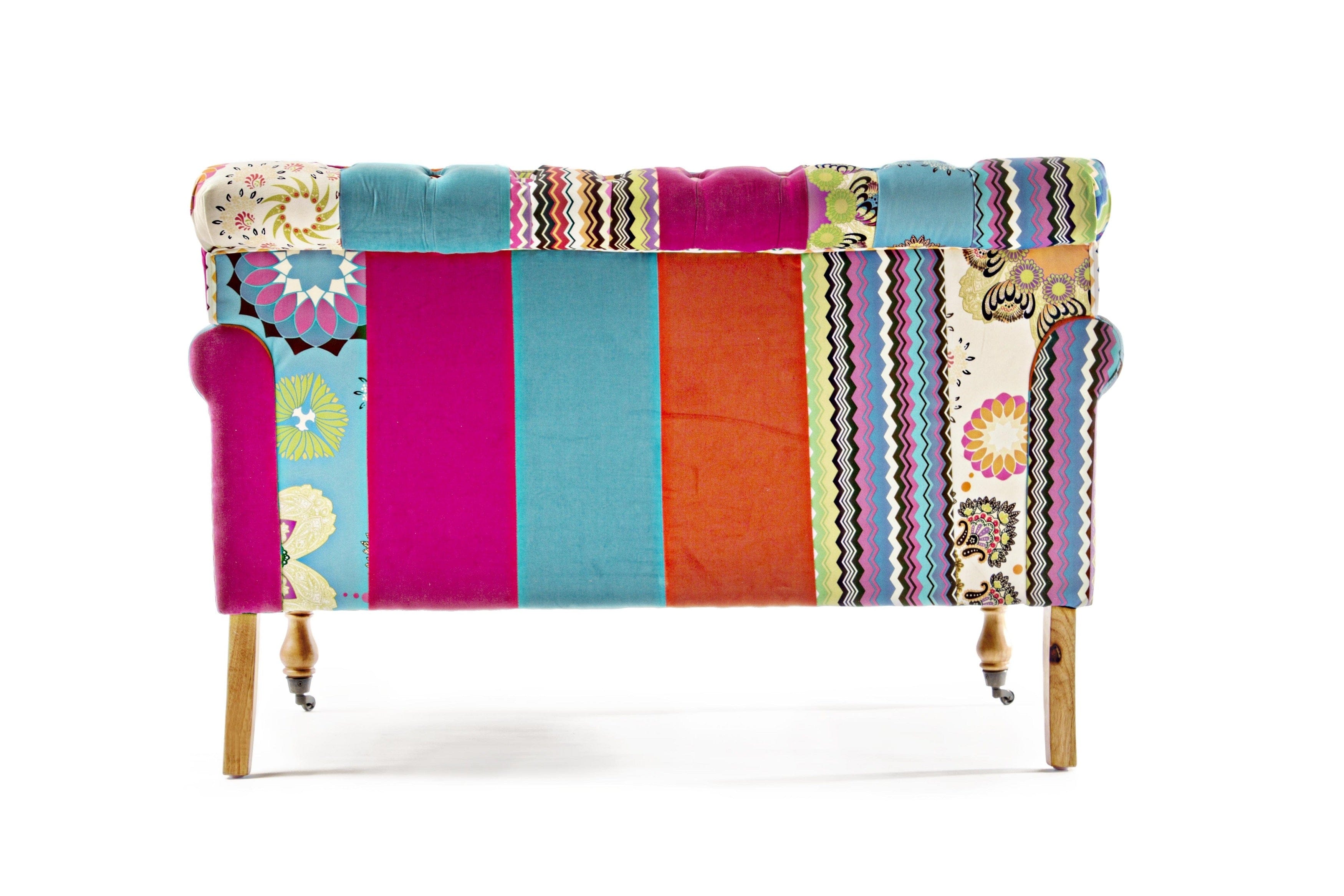 Canapea fixa tapitata cu stofa, 2 locuri Faustin Patchwork Multicolor, l128xA78,5xH83 cm (2)