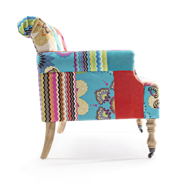 Canapea fixa tapitata cu stofa, 2 locuri Faustin Patchwork Multicolor, l128xA78,5xH83 cm (4)