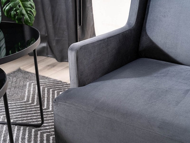 Canapea fixa tapitata cu stofa, 2 locuri Gwen Velvet Gri / Negru, l130xA75xH86 cm (6)