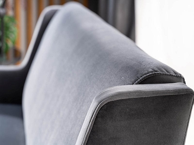 Canapea fixa tapitata cu stofa, 2 locuri Gwen Velvet Gri / Negru, l130xA75xH86 cm (7)