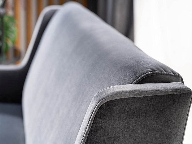 Canapea fixa tapitata cu stofa, 2 locuri Gwen Velvet Gri / Negru, l130xA75xH86 cm (7)