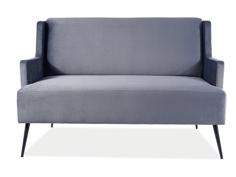 Canapea fixa tapitata cu stofa, 2 locuri Gwen Velvet Gri / Negru, l130xA75xH86 cm (9)