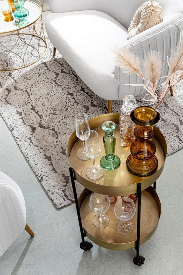 Canapea fixa tapitata cu stofa, 2 locuri Linsay Velvet Gri deschis / Auriu, l129xA80xH74 cm (3)