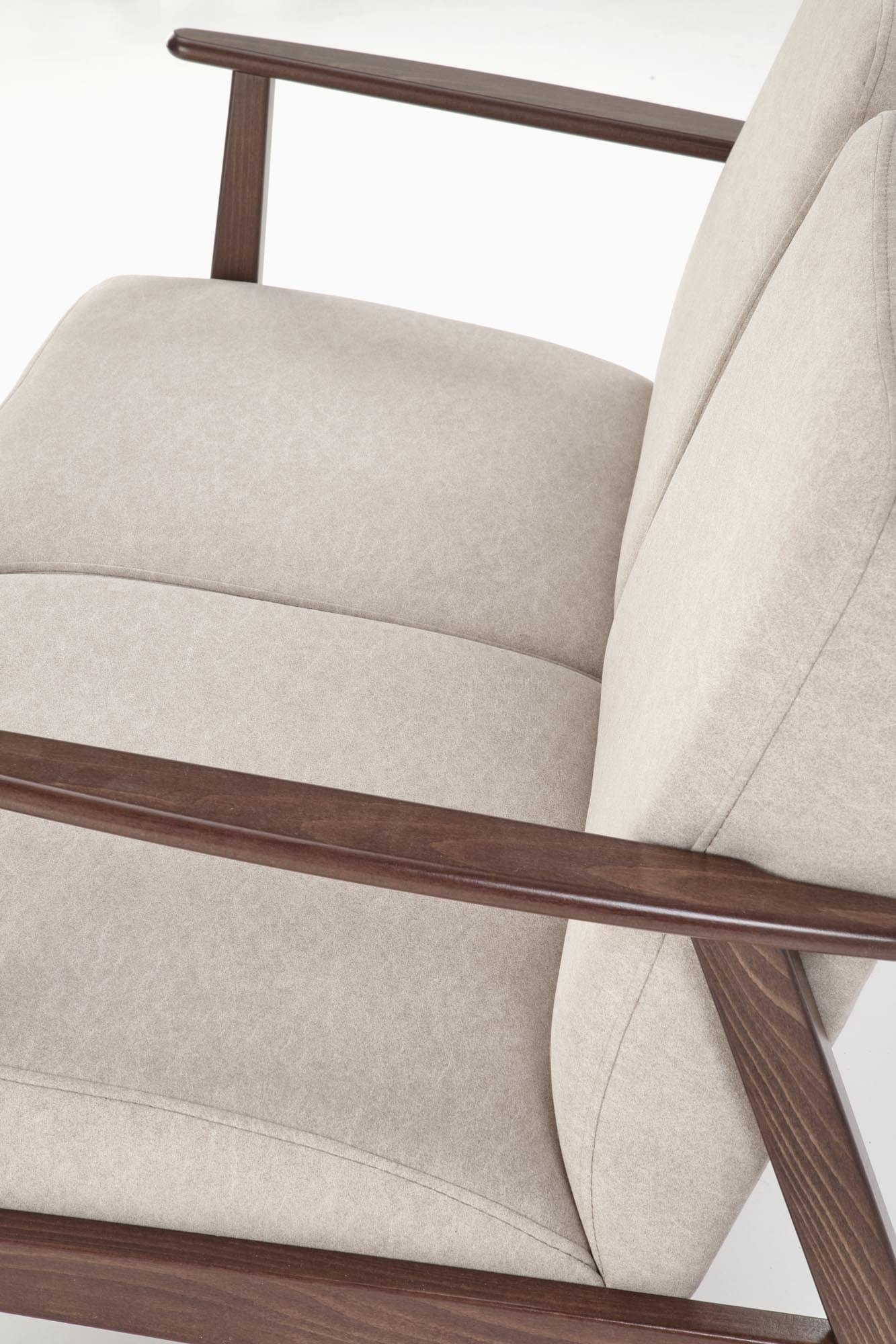 Canapea fixa tapitata cu stofa, 2 locuri Milano 2S Bej / Nuc, l120xA77xH77 cm (6)