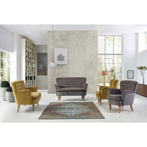 Canapea fixa tapitata cu stofa, 2 locuri Orlins Gri deschis, l114xA69xH79 cm (4)