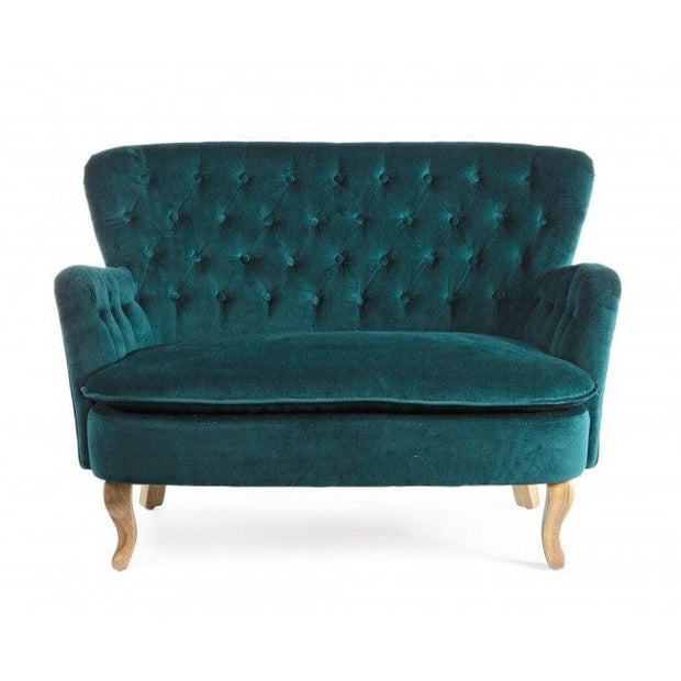 Canapea fixa tapitata cu stofa, 2 locuri Orlins Verde inchis, l114xA69xH79 cm (1)