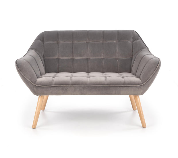 Canapea fixa tapitata cu stofa, 2 locuri Romulus XL Velvet Gri / Natural, l128xA75xH75 cm (2)