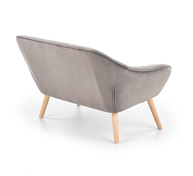 Canapea fixa tapitata cu stofa, 2 locuri Romulus XL Velvet Gri / Natural, l128xA75xH75 cm (4)