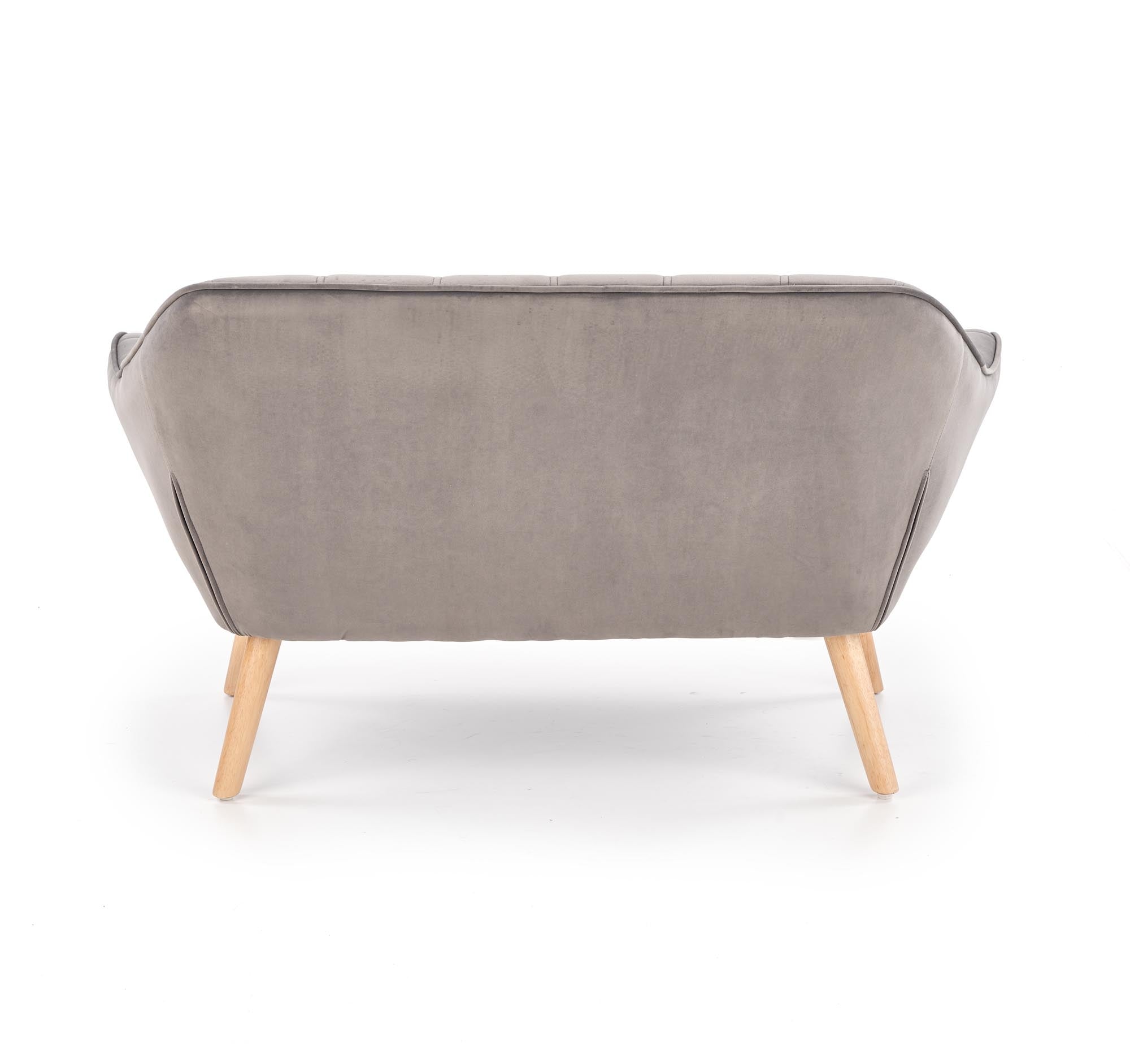 Canapea fixa tapitata cu stofa, 2 locuri Romulus XL Velvet Gri / Natural, l128xA75xH75 cm (5)