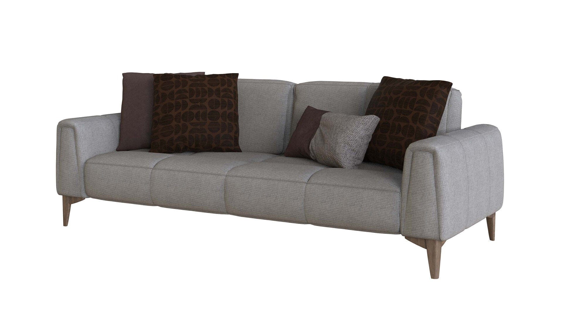 Dogtas Canapea fixa tapitata cu stofa, 3 locuri, Gift Grej, l228xA102xH86 cm