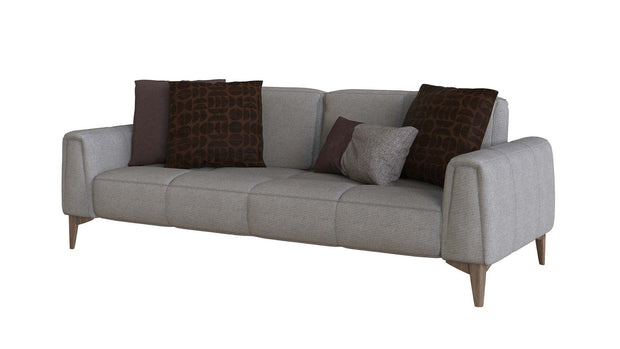 Dogtas Canapea fixa tapitata cu stofa, 3 locuri, Gift Grej, l228xA102xH86 cm