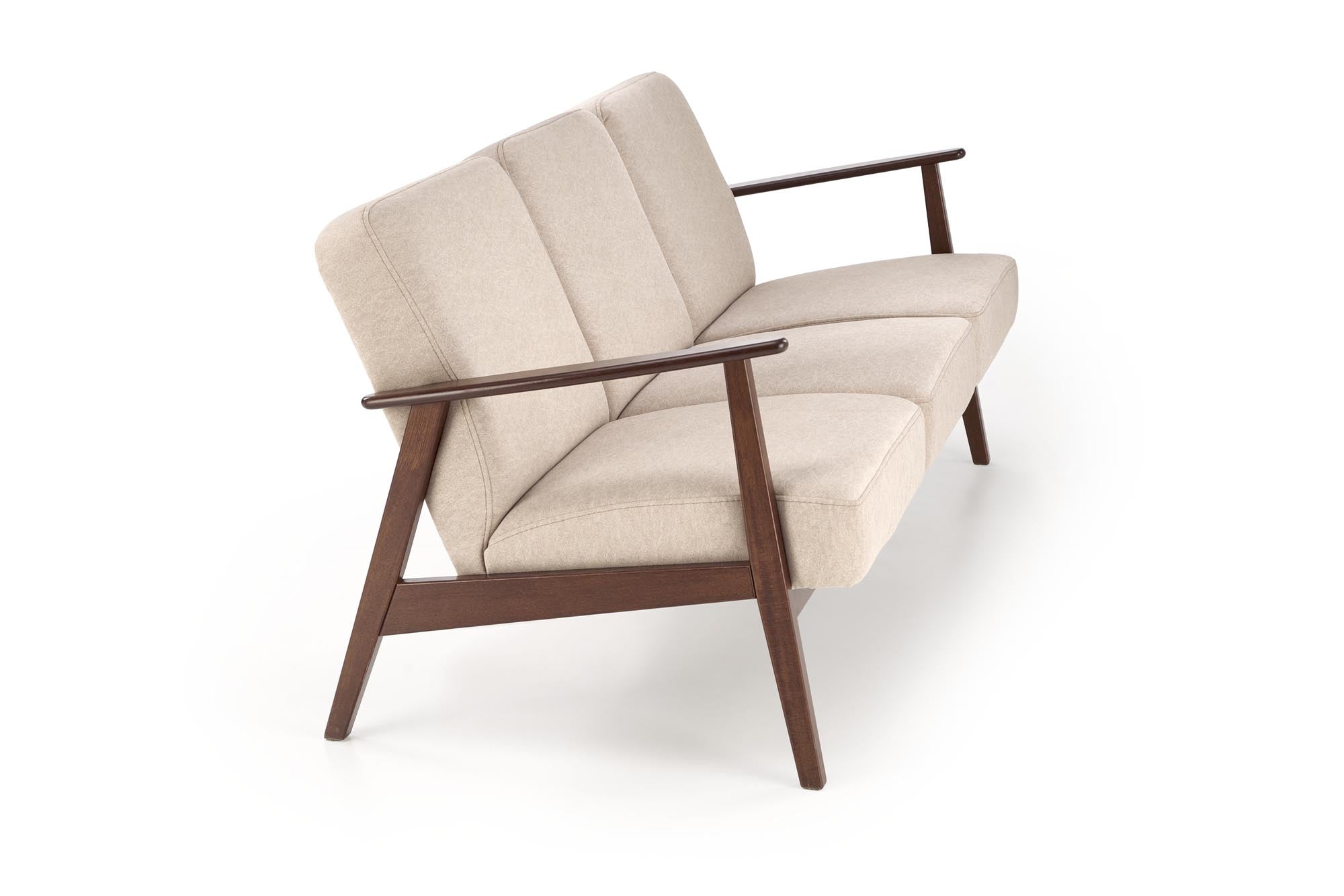 Canapea fixa tapitata cu stofa, 3 locuri Milano 3S Bej / Nuc, l175xA77xH77 cm (4)