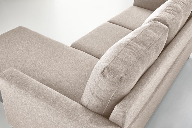 Canapea fixa tapitata cu stofa, 3 locuri, Taburet Inclus, Gerson Bej / Negru, l180xA130xH80 cm (1)