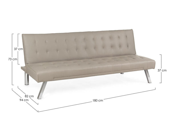 Canapea Forbes Grej Extensibila cu Spuma Poliuretanica, 3 Locuri, Suprafata de Dormit 180x94 cm, tapitata cu Piele Ecologica, l180xA82xH73 cm (5)