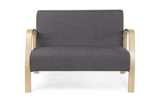 Canapea Ginevra Gri Fixa cu Spuma Poliuretanica, 2 Locuri, tapitata cu Stofa, l112xA79xH77 cm (1)