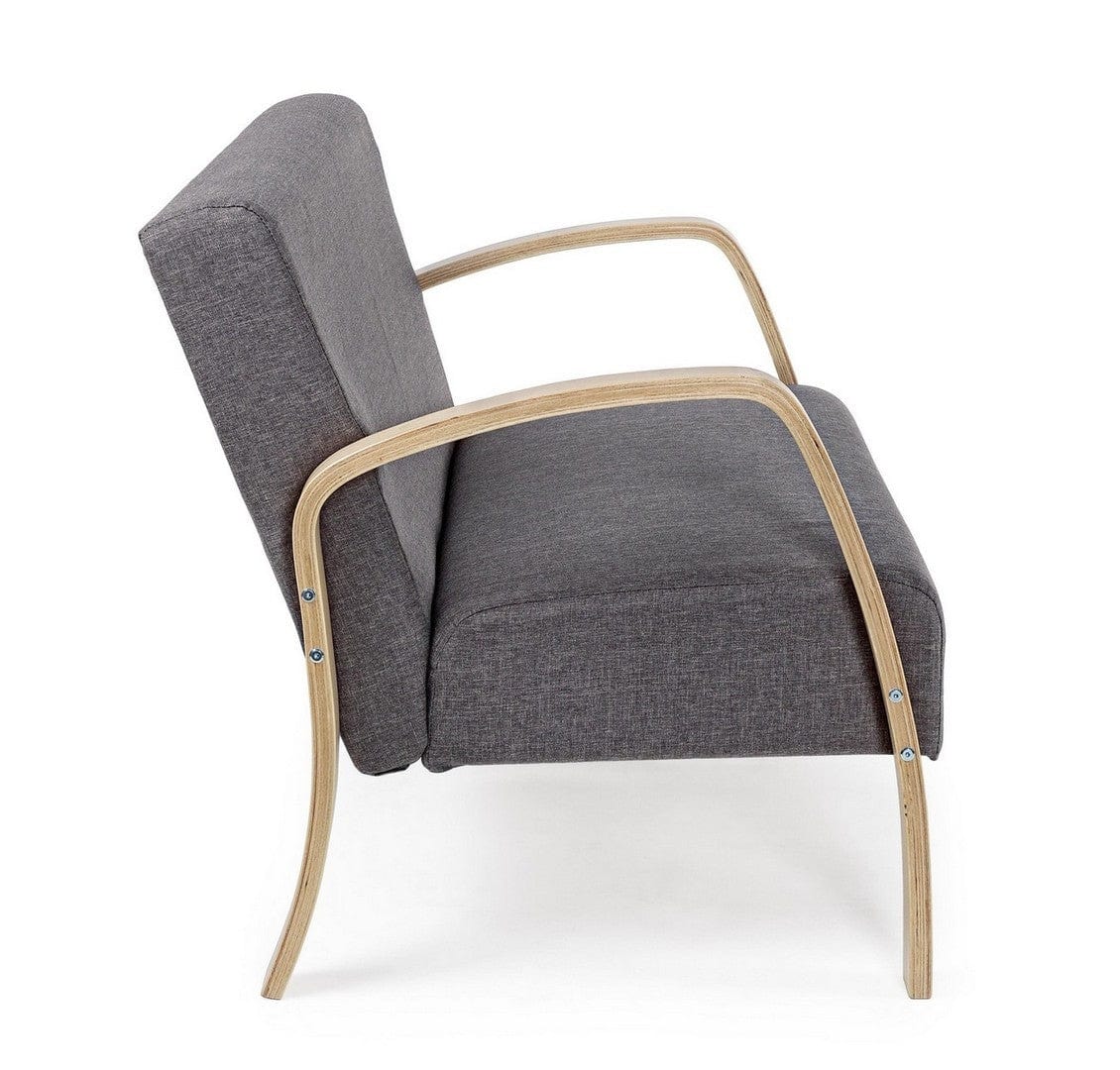 Canapea Ginevra Gri Fixa cu Spuma Poliuretanica, 2 Locuri, tapitata cu Stofa, l112xA79xH77 cm (3)