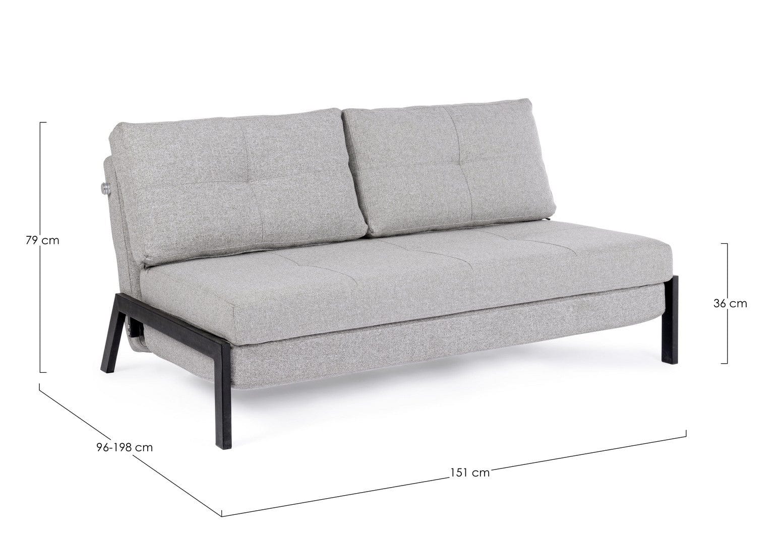 Canapea Hayden Gri Deschis Extensibila cu Spuma Poliuretanica, 2 Locuri, Suprafata de Dormit 198x151 cm, tapitata cu Stofa, Perne Incluse, l151xA96xH79 cm (11)