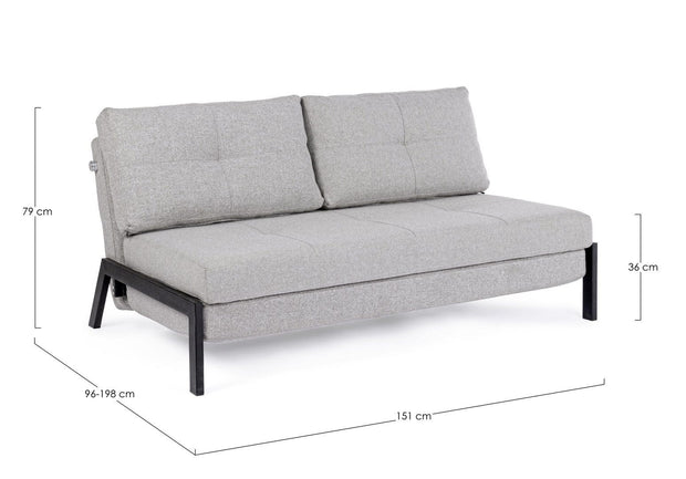 Canapea Hayden Gri Deschis Extensibila cu Spuma Poliuretanica, 2 Locuri, Suprafata de Dormit 198x151 cm, tapitata cu Stofa, Perne Incluse, l151xA96xH79 cm (11)