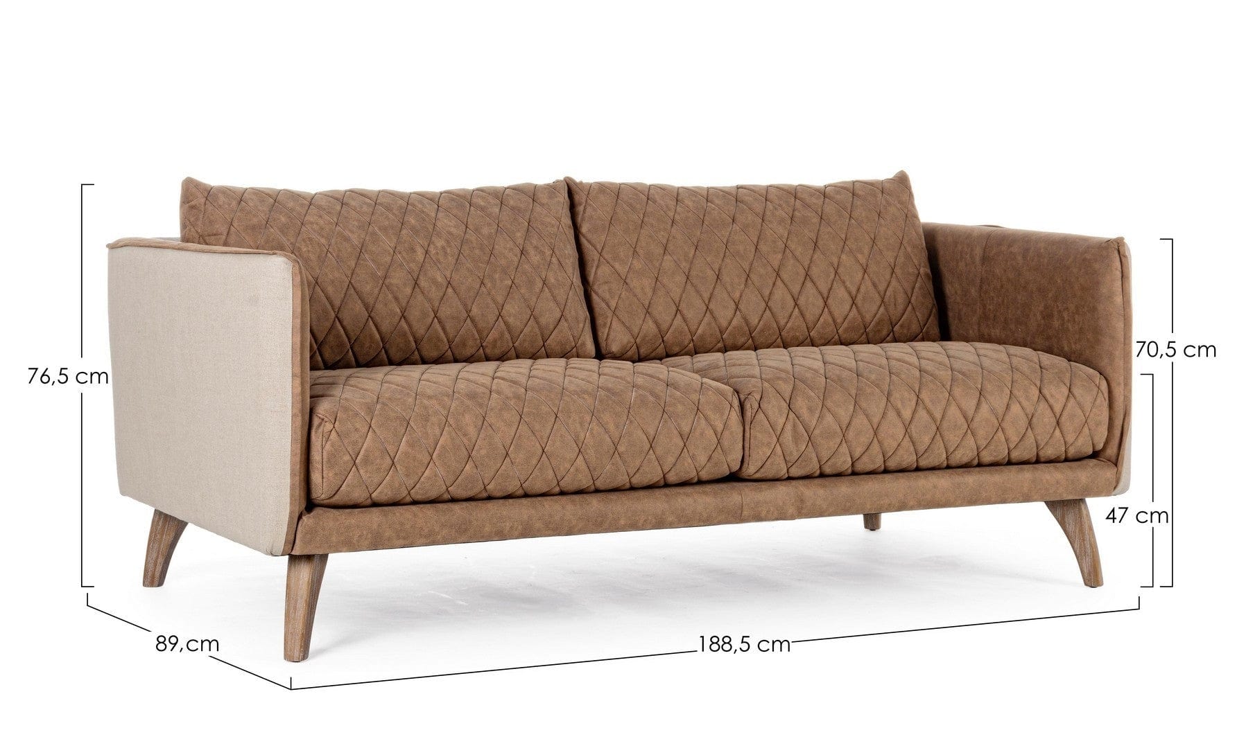 Canapea Helston Maro / Grej Fixa cu Spuma Poliuretanica, 2 Locuri, tapitata cu Stofa, Perne Incluse, l188,5xA89xH76,5 cm (8)