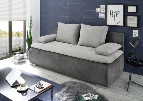 BlackRedWhite Canapea Jessica Salvador 15 / Brego 07 Extensibila cu Arcuri Elicoidale si Spuma Poliuretanica, 3 Locuri, Suprafata de Dormit 208x160 cm, tapitata cu Stofa, cu Lada de Depozitare, Perne Incluse, l208xA102xH95 cm