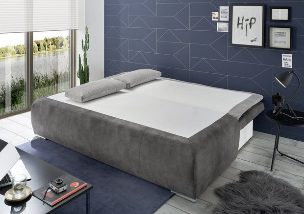 BlackRedWhite Canapea Jessica Salvador 15 / Brego 07 Extensibila cu Arcuri Elicoidale si Spuma Poliuretanica, 3 Locuri, Suprafata de Dormit 208x160 cm, tapitata cu Stofa, cu Lada de Depozitare, Perne Incluse, l208xA102xH95 cm