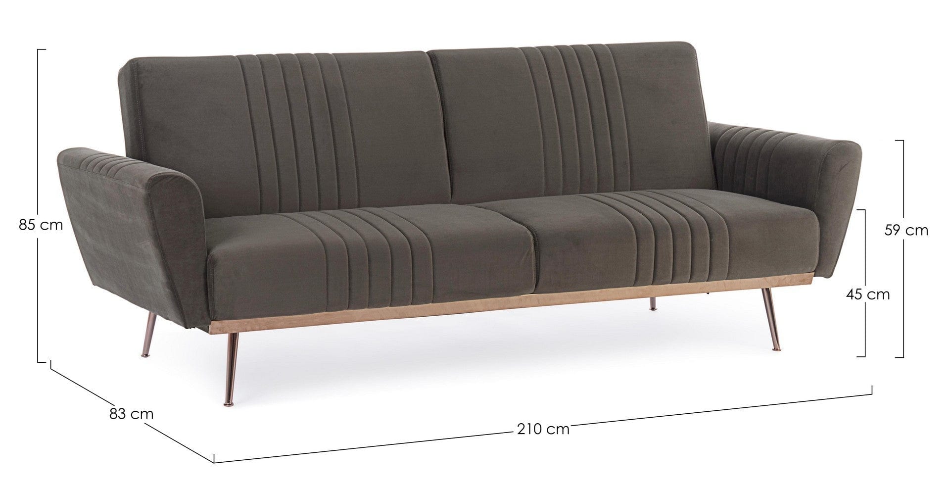 Canapea Johnny Velvet Maro Extensibila cu Spuma Poliuretanica, 3 Locuri, Suprafata de Dormit 180x104 cm, tapitata cu Stofa, l210xA83xH85 cm (12)